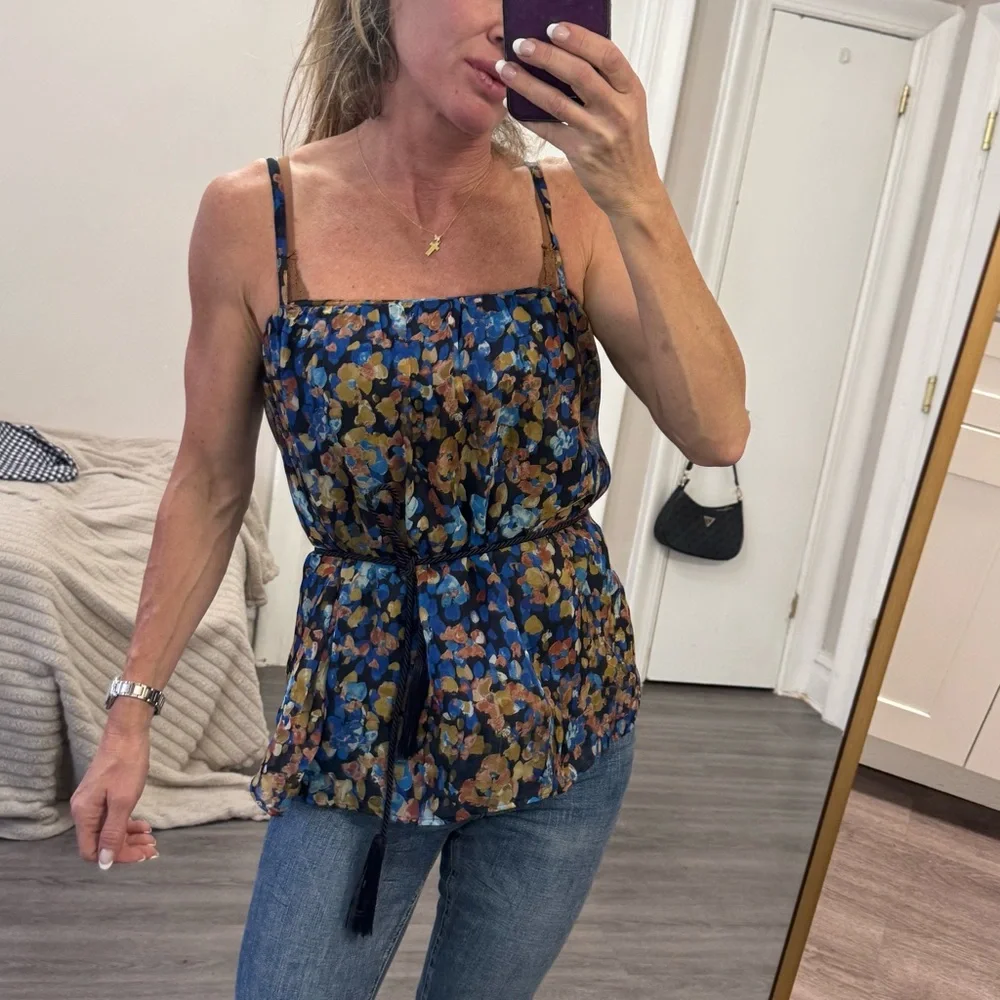 Sisley 100% Silk Floral Print Sleeveless Top – Size S - Picture 9 of 11
